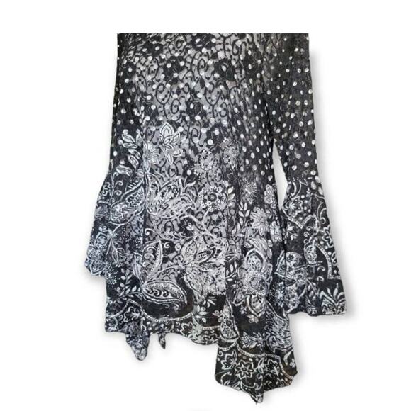 Dor Dor Couture Y2k Shirt Whimsigoth Polka Dot Handkerchief Hem Bell Sleeve M - Picture 7 of 10